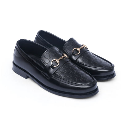 Black Horsebit Pattern Loafers