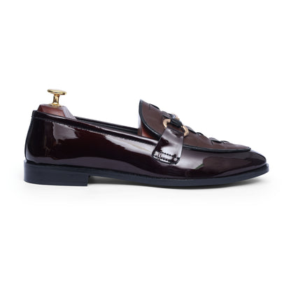 Brown Patent Horsebit Formal Shoes