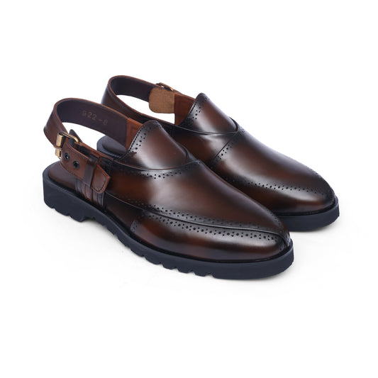 Brown Burnished Leather High Sole Kheri