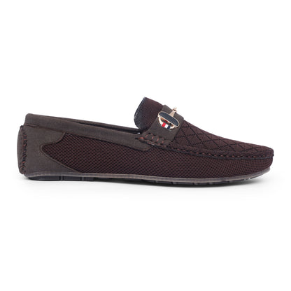 Brown Knit Black Buckle Loafer