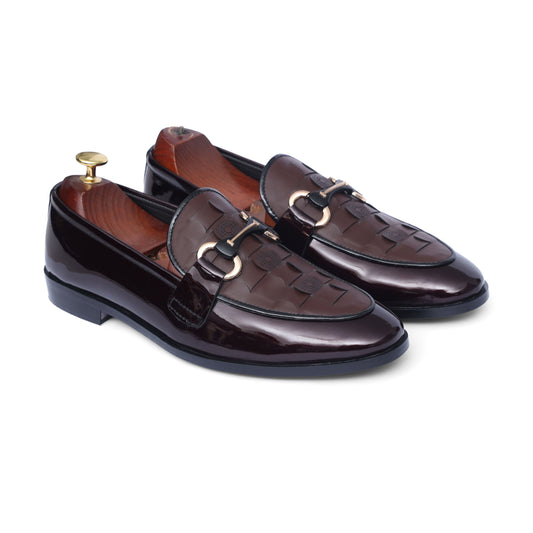 Brown Patent Horsebit Formal Shoes