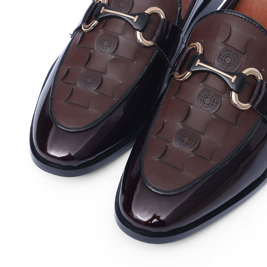 Brown Patent Horsebit Formal Shoes
