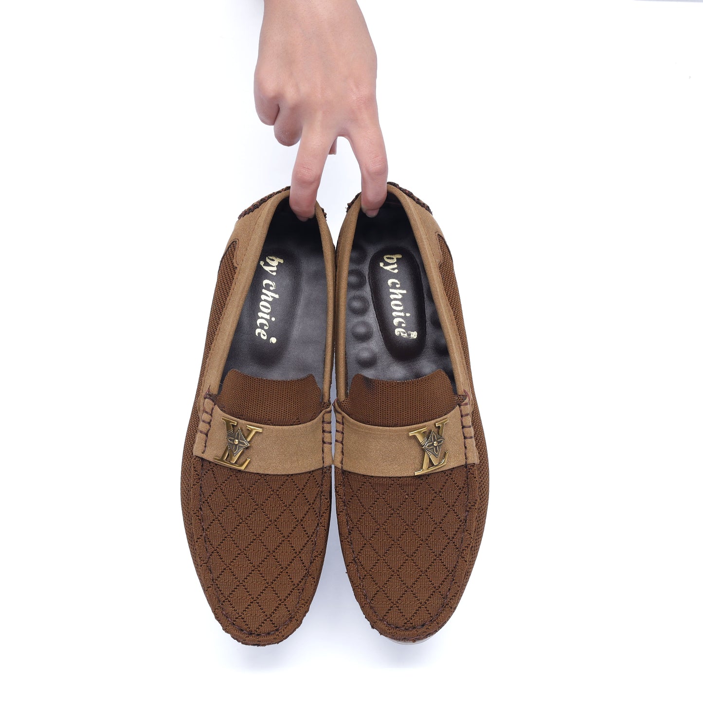 Brown Knit LV Strap Loafer