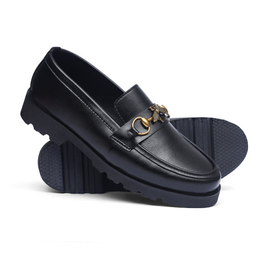 Black Bumble-Bee High Sole Loafers