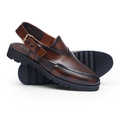 Brown Burnished Leather High Sole Kheri