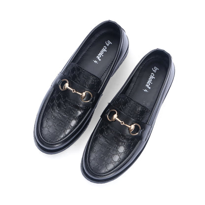 Black Horsebit Pattern Loafers