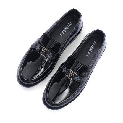 Black LV Patent Loafers