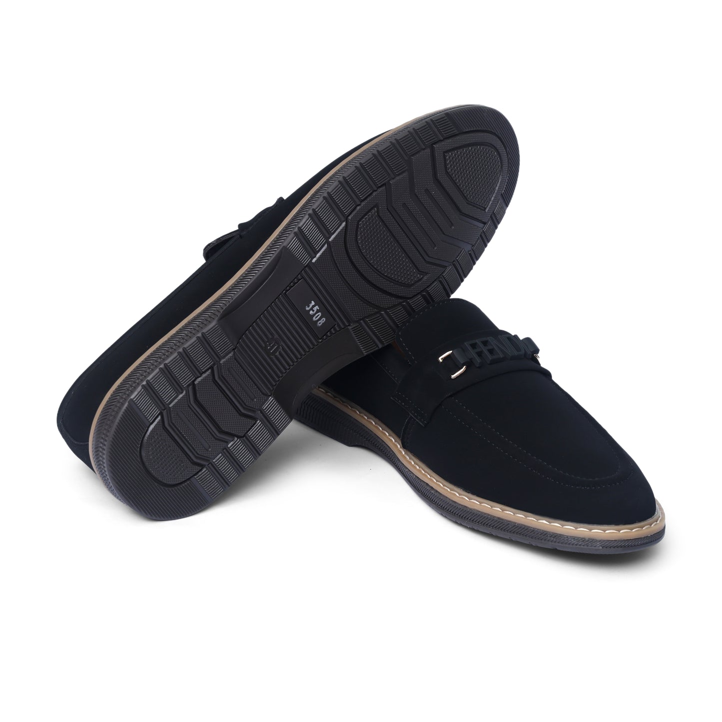 Men’s black suede Fendi buckle loafers