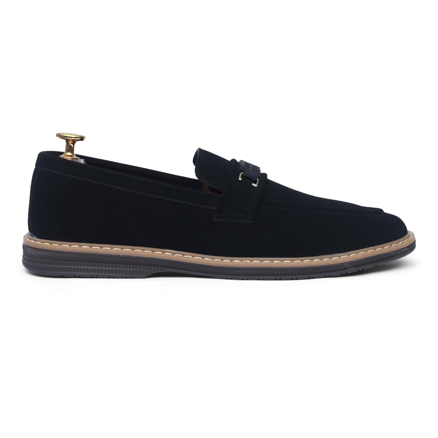Men’s black suede Fendi buckle loafers