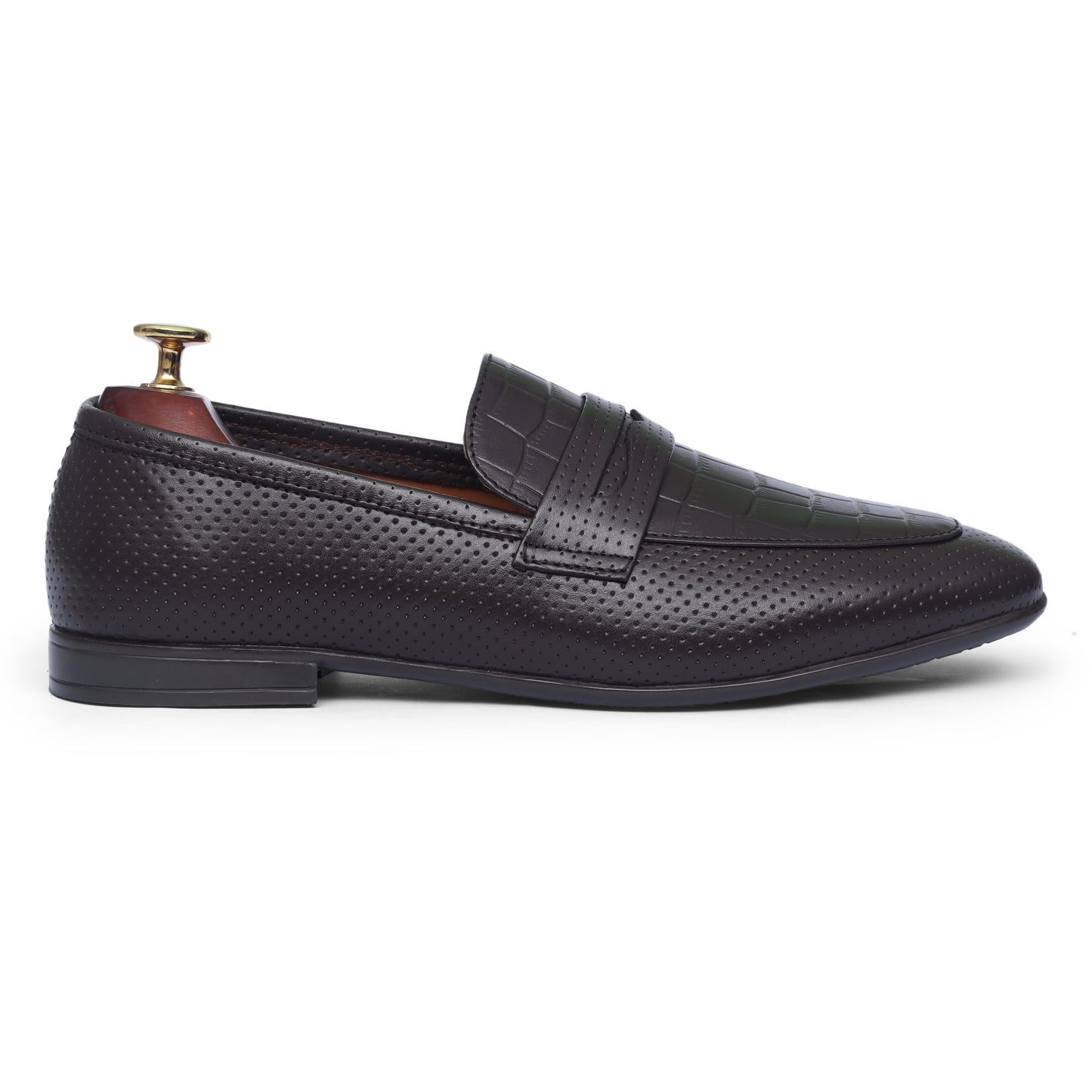 Brown Leather Croc Penny strap Shoes
