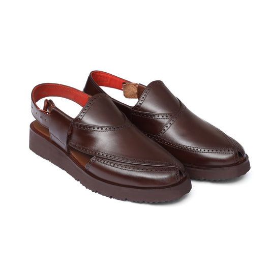 Premium Leather High Sole Brown Chappal