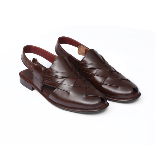 Brown Braided Leather Chappal