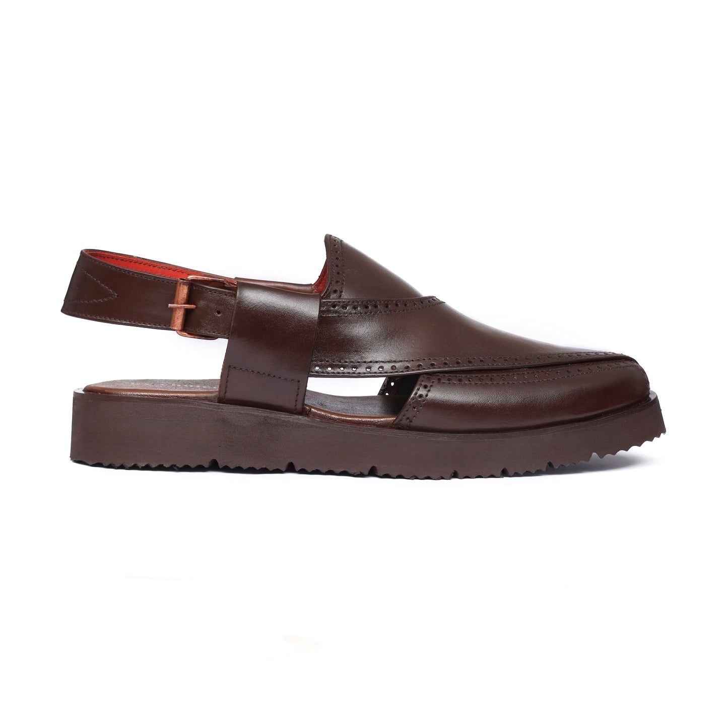 Premium Leather High Sole Brown Chappal