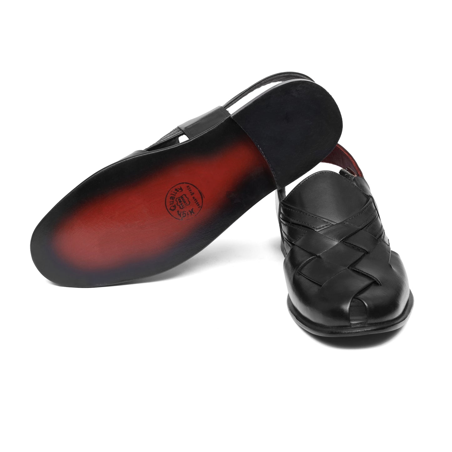BLACK BRAIDED LEATHER CHAPPAL