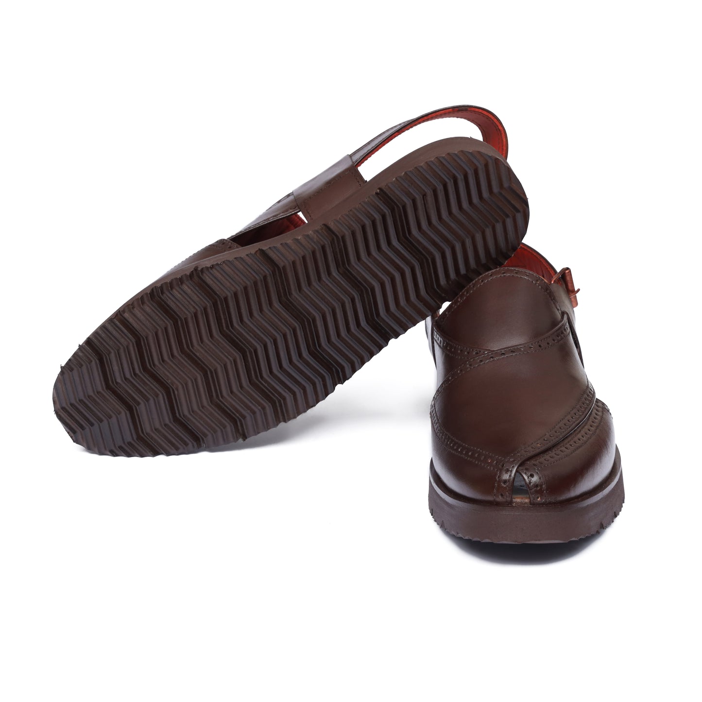 Premium Leather High Sole Brown Chappal
