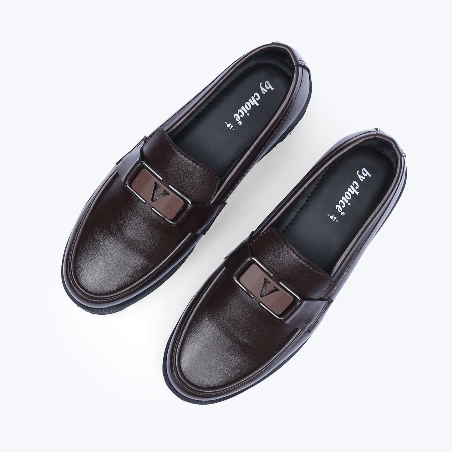 Brown V-Buckle High Sole Urban Loafers