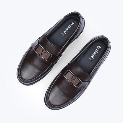 Brown V-Buckle High Sole Urban Loafers