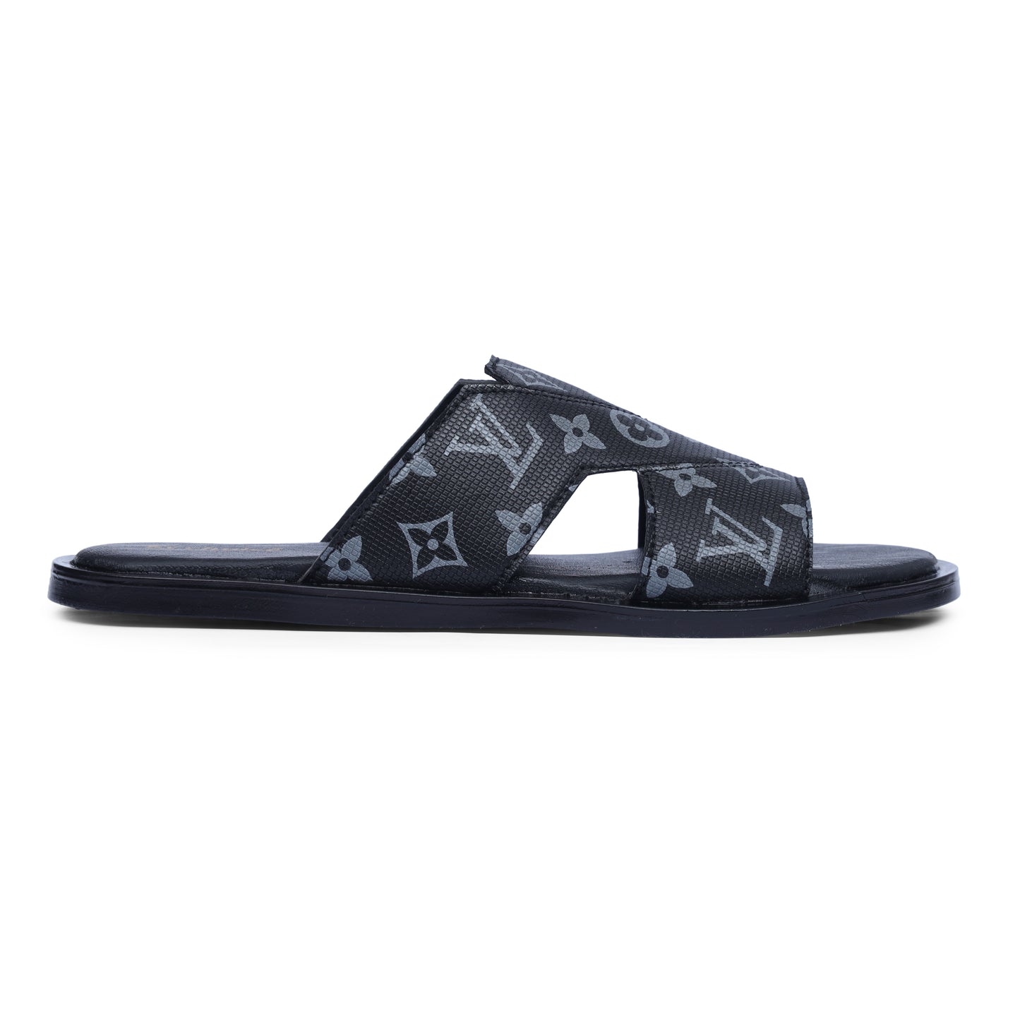 Men's Luxe Black LV Pattern Slippers
