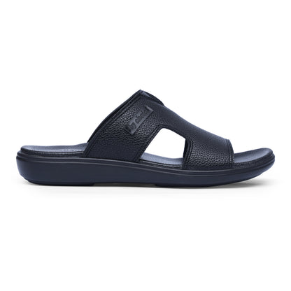 Men's Black Leather Medicated Slippers