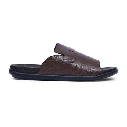 Men's Brown Leather Medicated Overlay Slippers