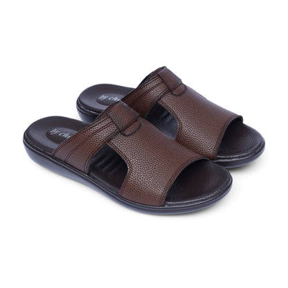 Men's Brown Leather Strap Medicated Slippers