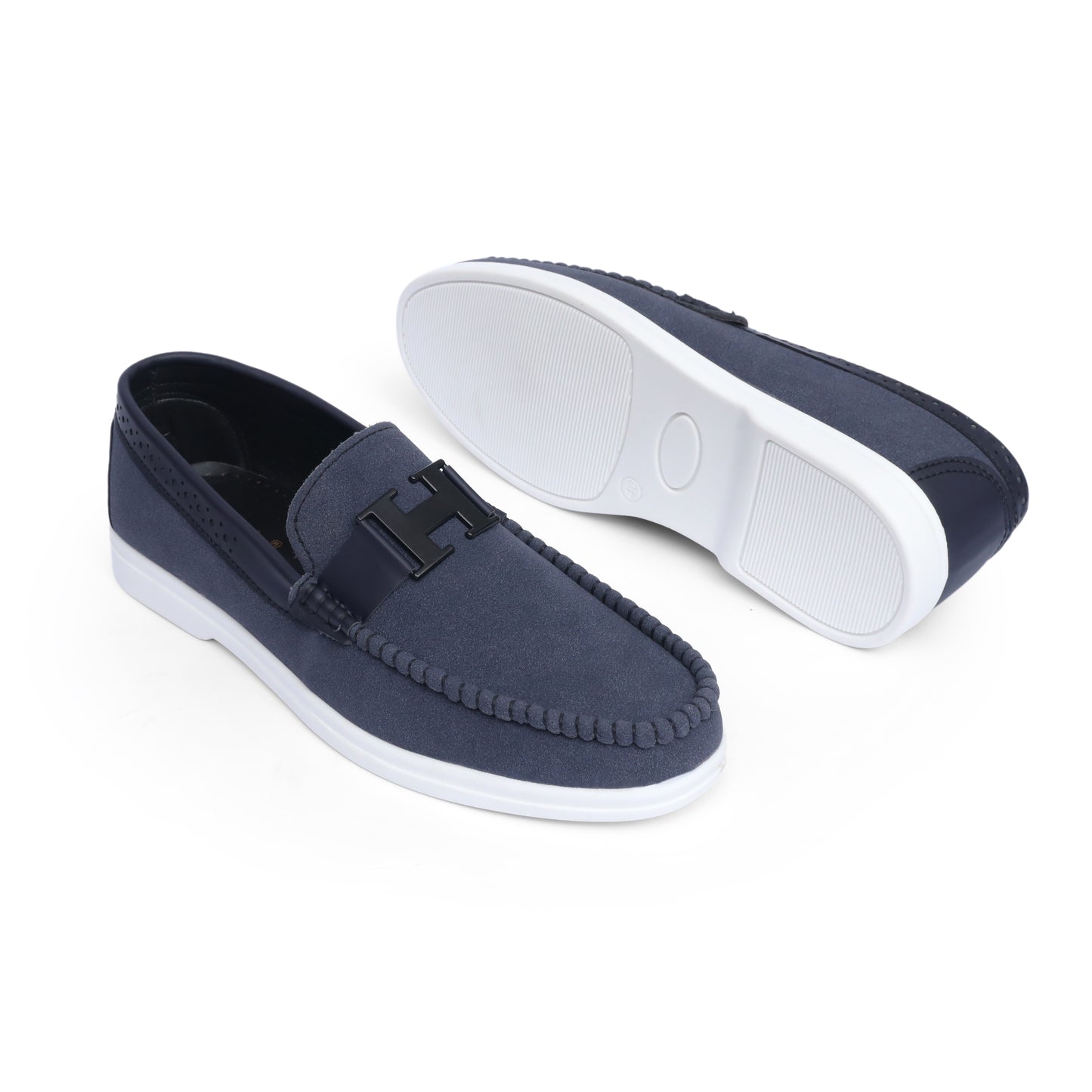 Blue suede H buckle Loafer
