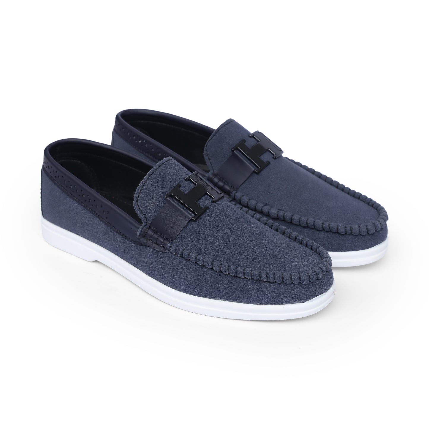 Blue suede H buckle Loafer