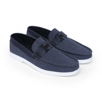 Blue suede H buckle Loafer