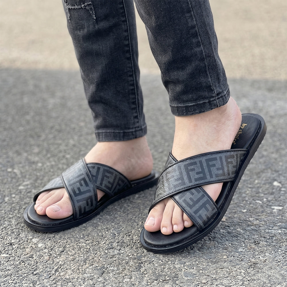 Men's Luxe Fendi Cross Strap Slippers