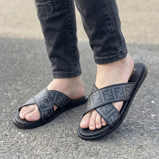 Men's Luxe Fendi Cross Strap Slippers