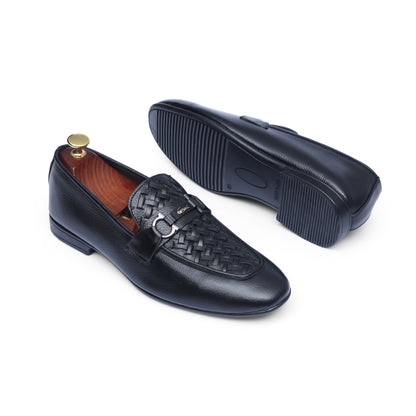 Black Leather Braided Upper Formal