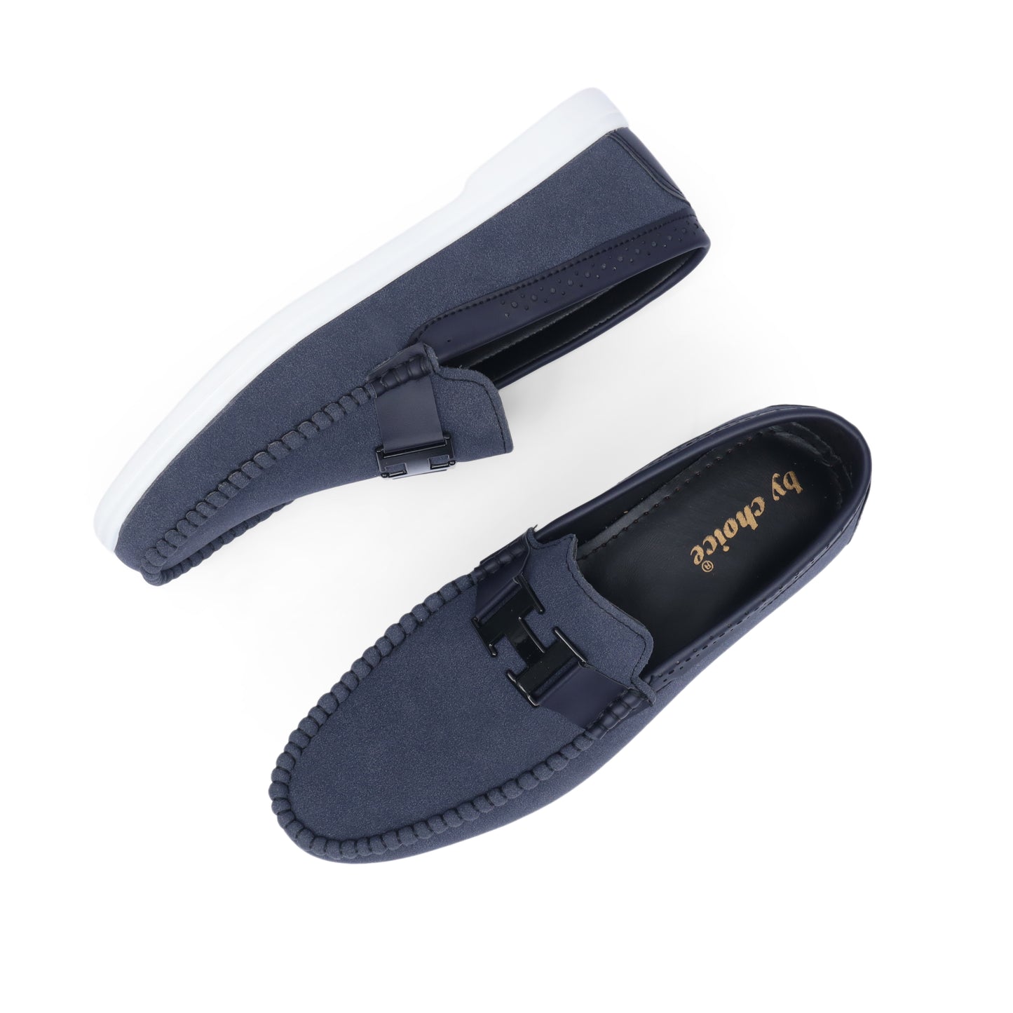Blue suede H buckle Loafer