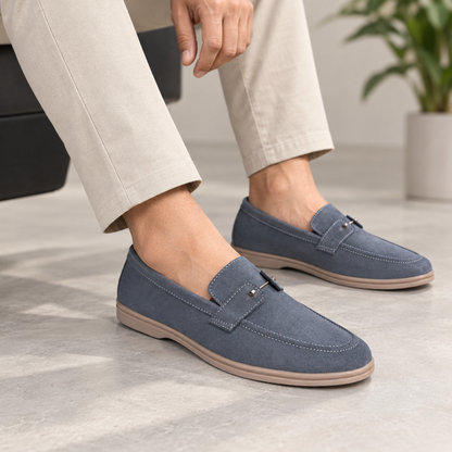 Grey Suede Leather Loafers