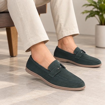 Green Suede Leather Loafers
