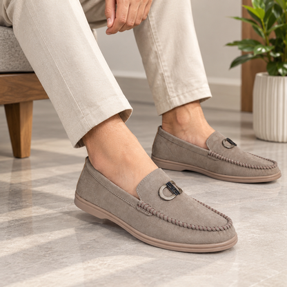 Beige Suede Leather Loafers