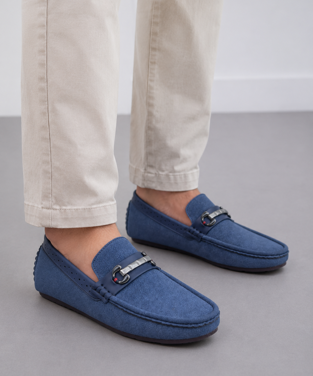 Blue Suede Horsebit Loafer