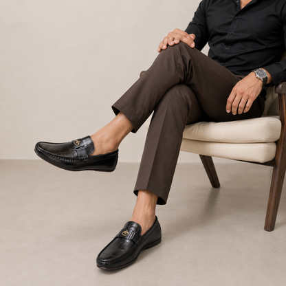 Black Crocodile Patent Loafer