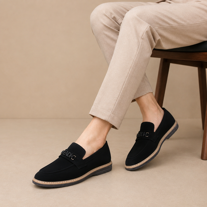 Black Suede Fendi Buckle Loafer