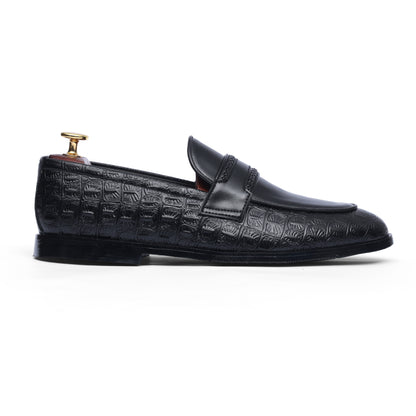 Black croc penny strap formal