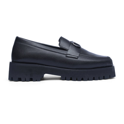 High Sole Black v Buckle Loafers
