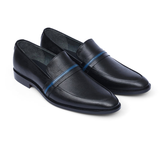 Black Mild Leather Blue Strap shoe