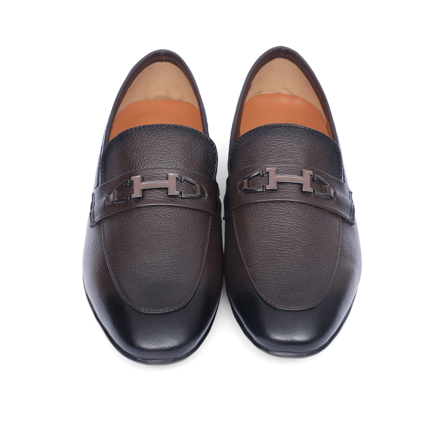 Brown Leather H buckle shoe