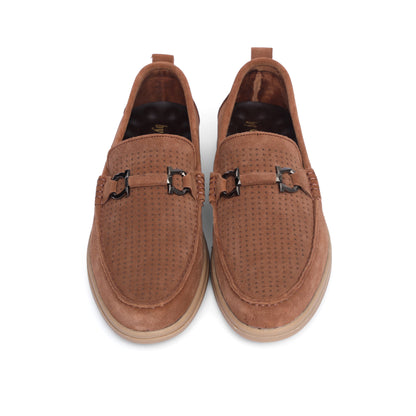 Brown Suede Dotted Leather Loafer