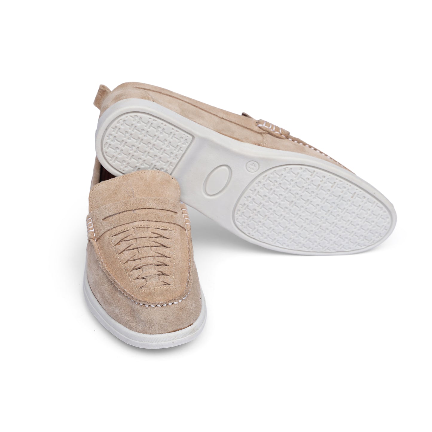 Beige Braided Sued Leather Loafer