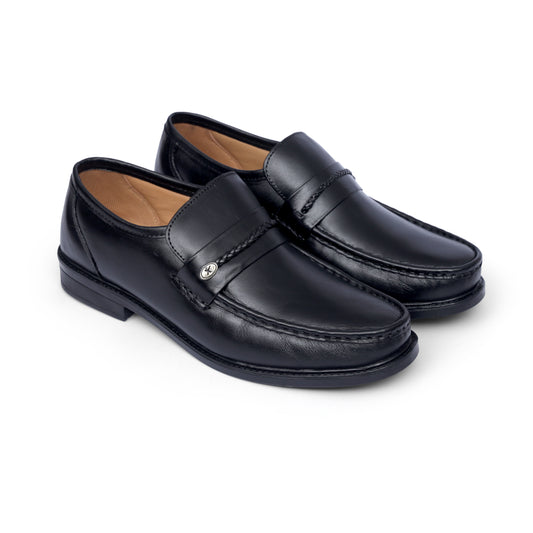 Black Leather Moccasin Shoe