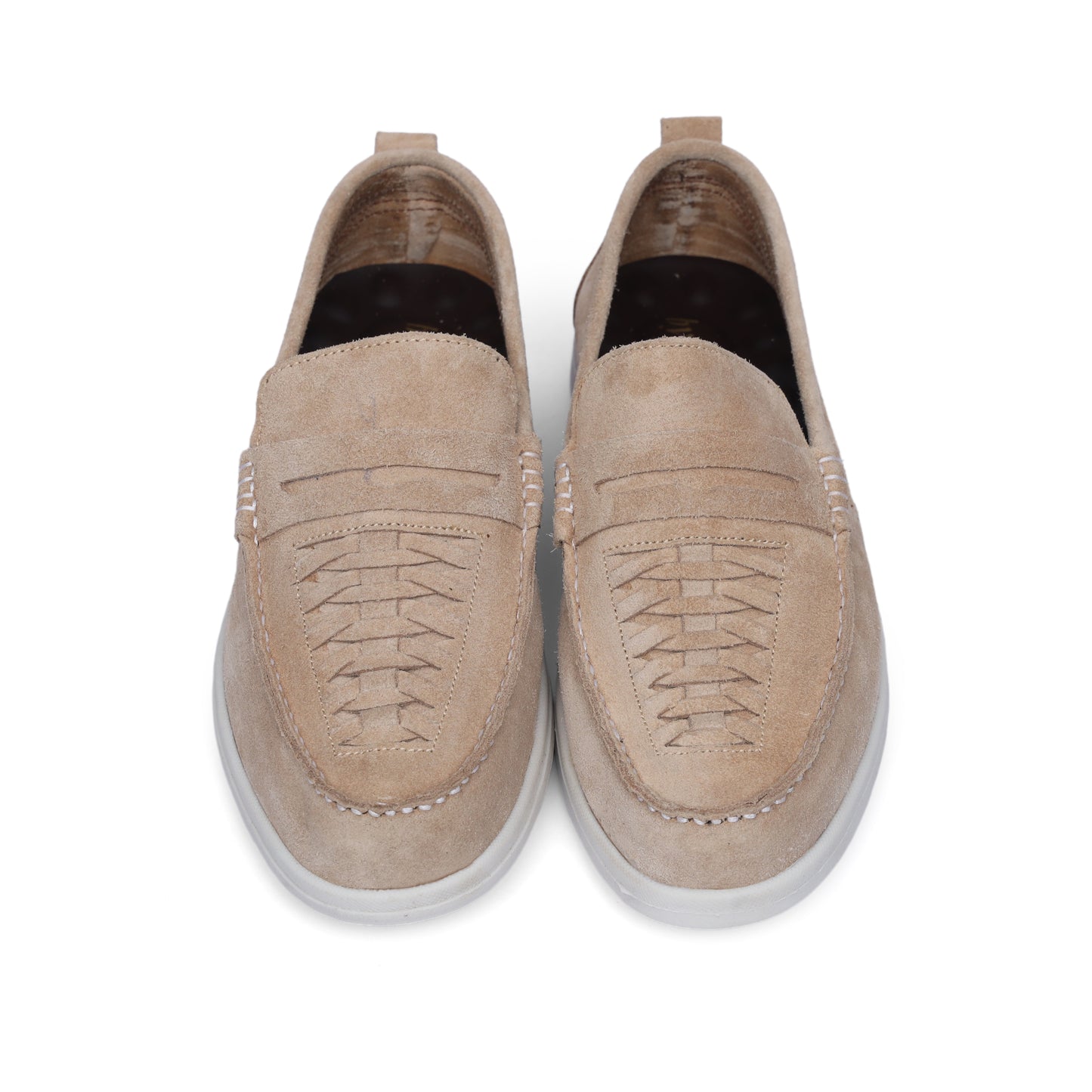 Beige Braided Sued Leather Loafer