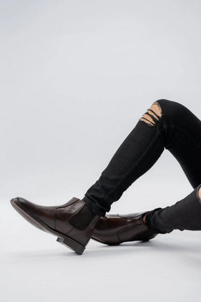 Brown Cow Leather Chelsea Boots