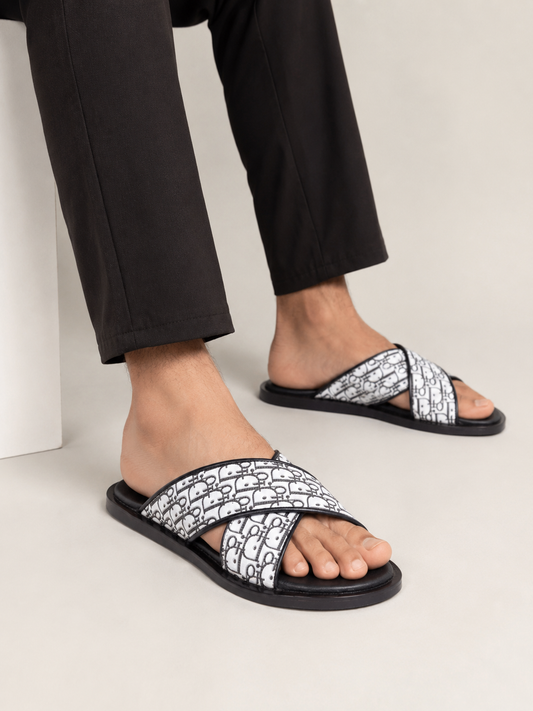 Men's Luxe Dior Cross Strap Slippers