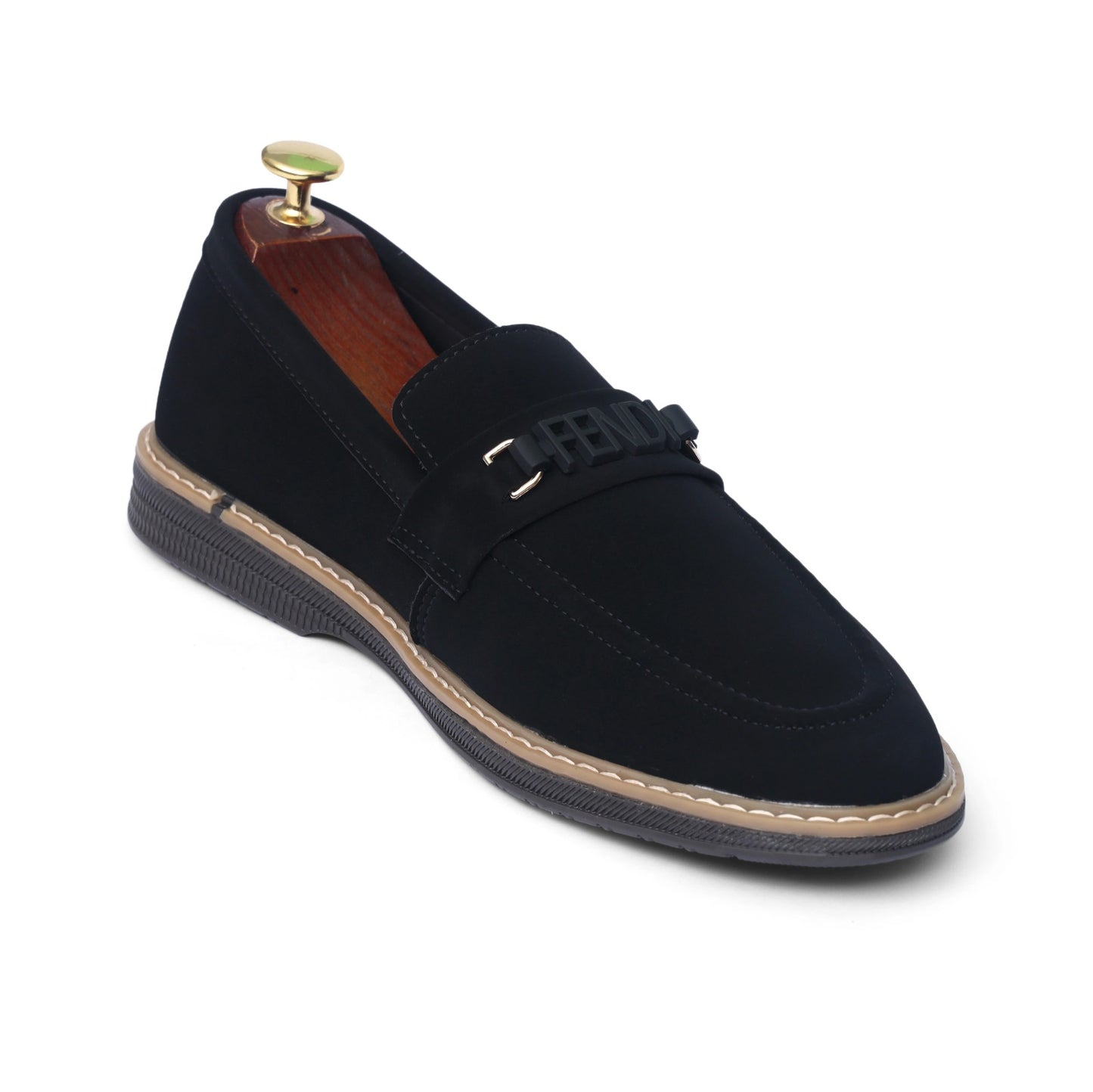 Men’s black suede Fendi buckle loafers