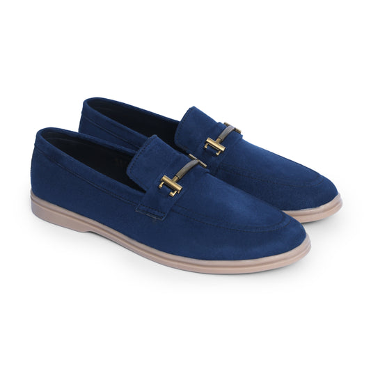 Blue Suede Leather Loafers